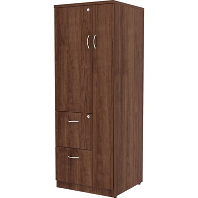 Lorell Essentials Series 65.6" Laminate Tall Storage Cabinet With 2-Drawers, Walnut (LLR69889)