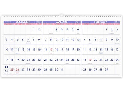 2024 AT-A-GLANCE 24" x 12" Three-Month Wall Calendar (PM14-28-24)