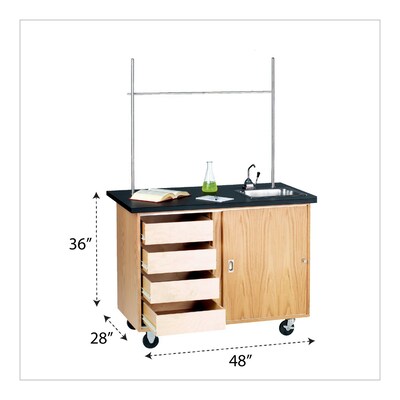 Diversified Woodcrafts Kinetic Mobile Demo Center Rectangular Demonstration Table, 48 x 28, Oak (4222K)