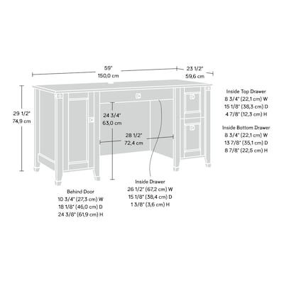 Sauder Carson Forge 59"W Computer Desk, Washington Cherry (422032)