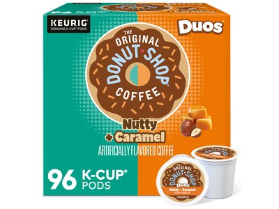 The Original Donut Shop Duos Nutty + Caramel Coffee Keurig® K-Cup® Pods, Medium Roast, 96/Carton (374764CT)