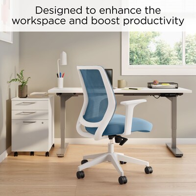 Staples Essentials Ergonomic Fabric Swivel Task Chair, Seafoam (UN60409)