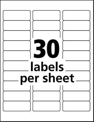 Avery EcoFriendly Laser/Inkjet Address Labels, 1" x 2-5/8", White, 30 Labels/Sheet, 100 Sheets/Box (48460)