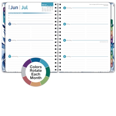 2026-2027 Excello Brands 8.5" x 11" Academic Weekly & Monthly Planner, Paperboard Cover, Blue Bloom (FSHN-AY26-8511-02)