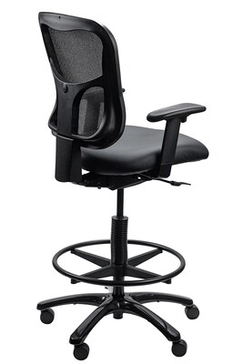 Tempur-Pedic Vinyl Drafting Stool with Backrest and Footrest with Lumbar Support, Black (TP8200-DBLKV)