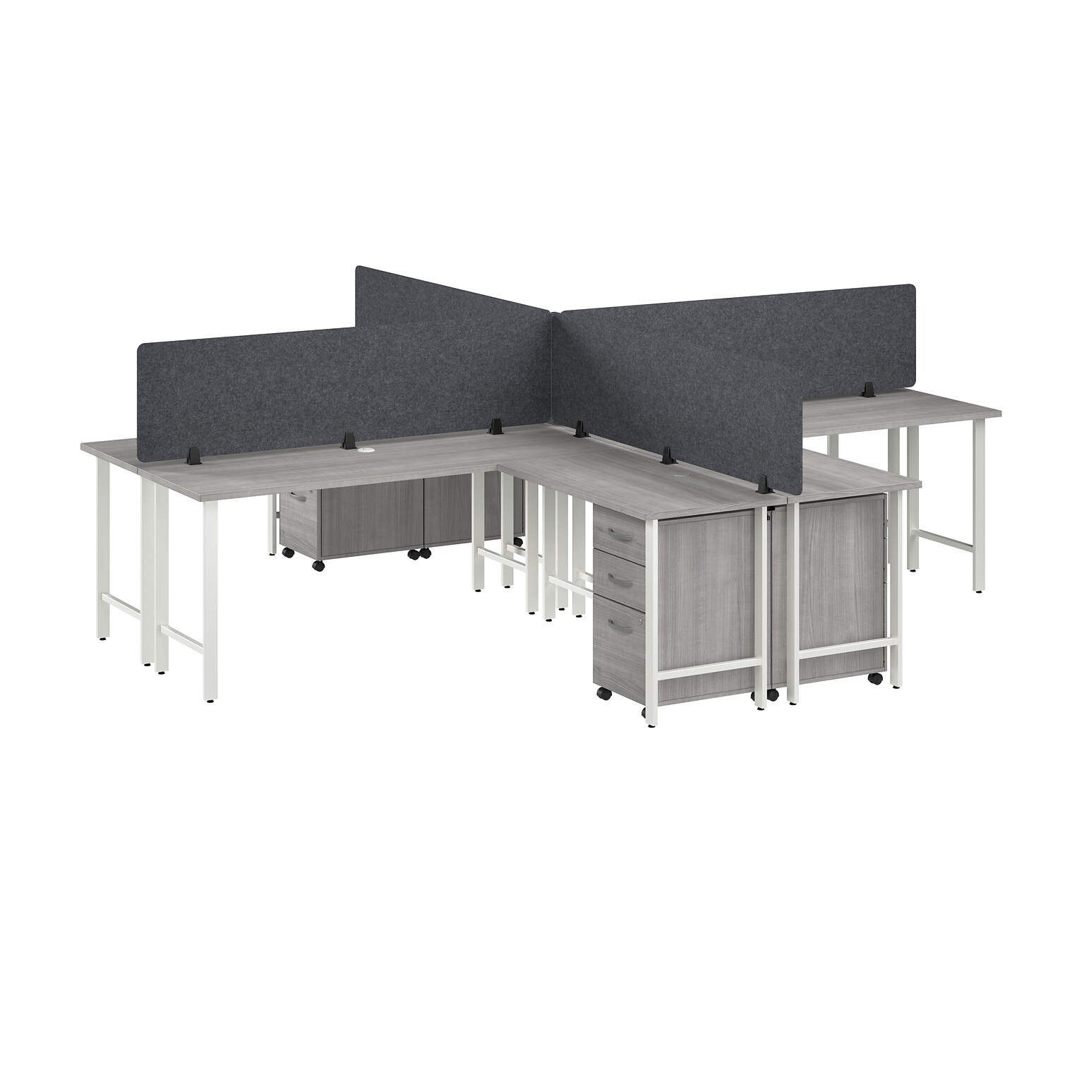 Bush Business Furniture Hustle 30H x 72W 4 Person L-Shaped Cubicle Workstation, Platinum Gray (HUS017PGSU)