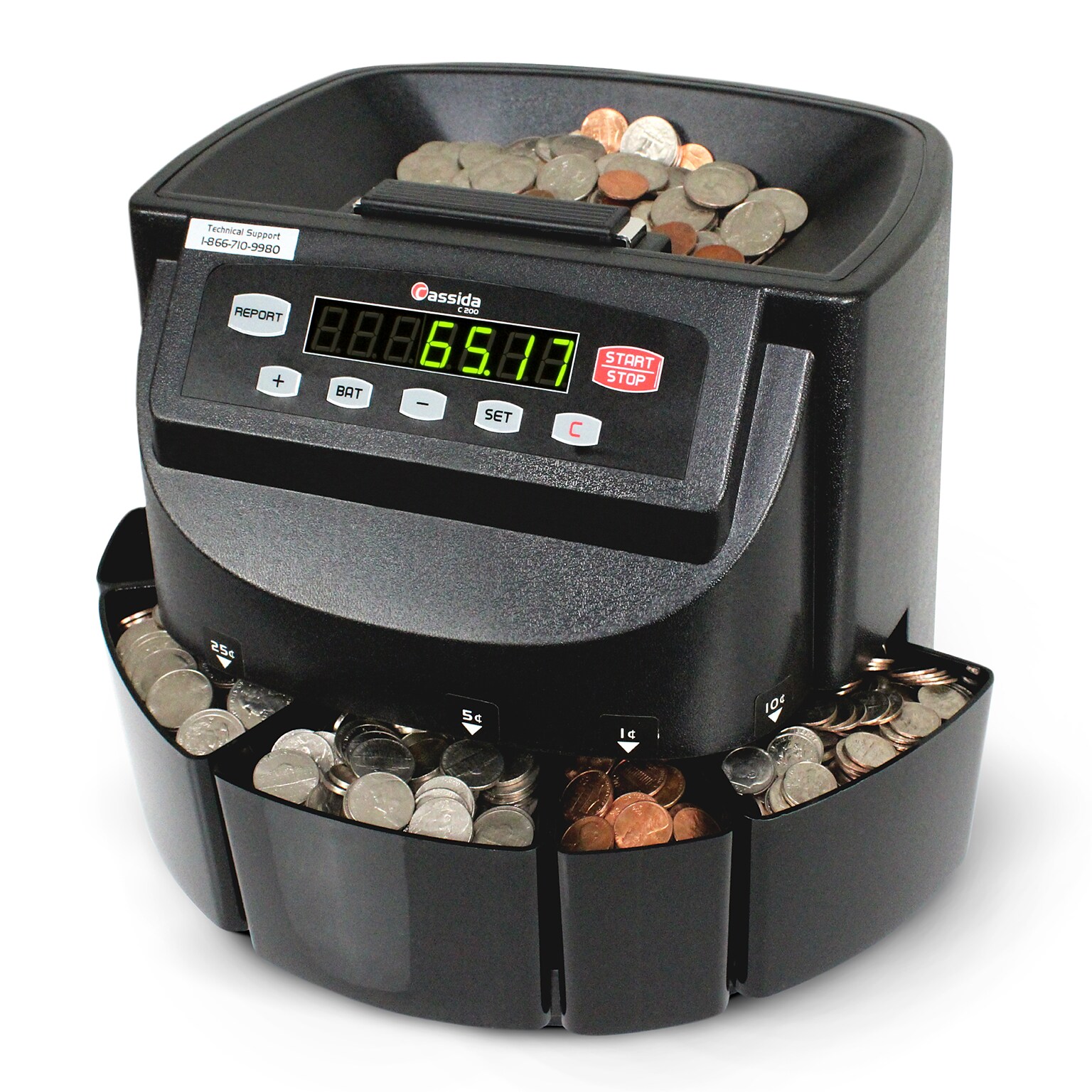 Cassida C200 Coin Sorter, 5 Compartments, Black (C200)