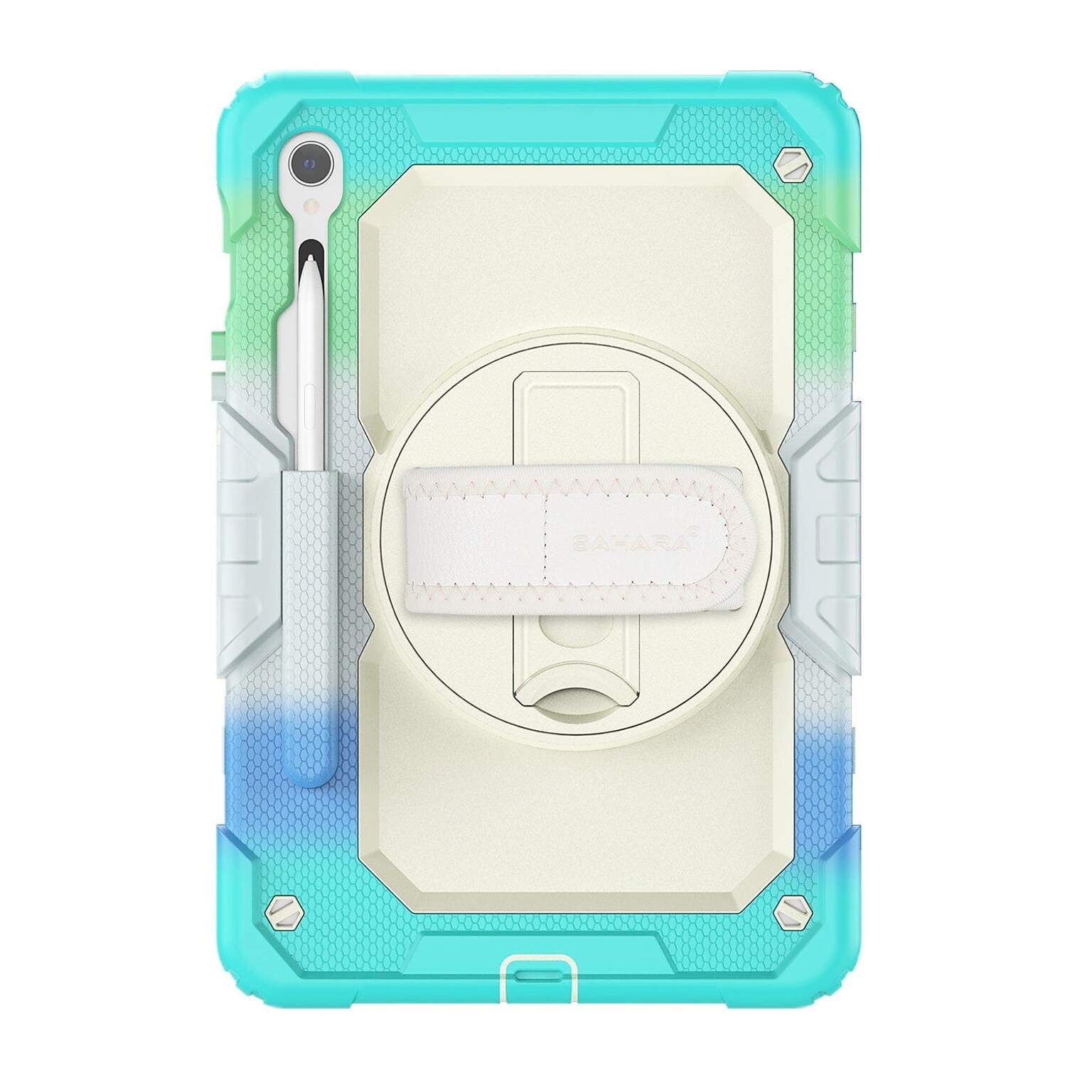 SaharaCase Raider Series Heavy Duty Case with Hand Strap for Galaxy Tab S10 Lite (2025),Tab S10 FE/S9/S9 FE, Iridescent Blue