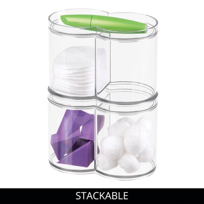 iDESIGN Stackable Plastic Dual Canister with Lid, Clear, 4/Pack  (28376M4)