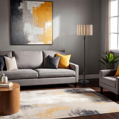 Adesso Claret 59.75H Black Floor Lamp with Off-White Fabric Shade (3274-01)