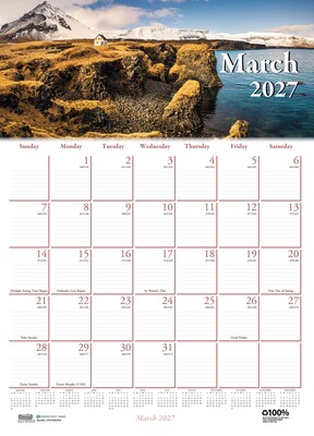 2027 House of Doolittle Earthscape Scenic 12" x 16.5" Monthly Wall Calendar (378-27)