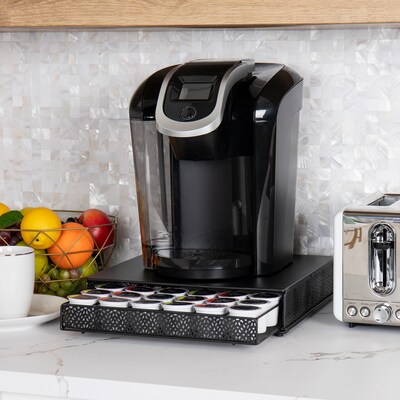 Mind Reader Metal Single Serve Coffee Pod Drawer, 36 Pod Capacity, Black (MTRAY-BLK)