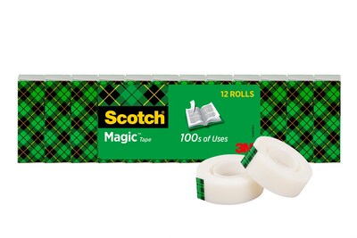 Scotch® Magic™ Invisible Tape Refill, 3/4" x 27.77 yds., 12 Rolls (810K12)