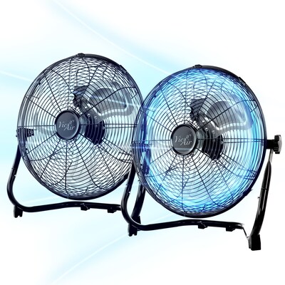 Vie Air 12 Industrial Floor Fan, 3-Speed, Black, 2/Pack (938121967M)