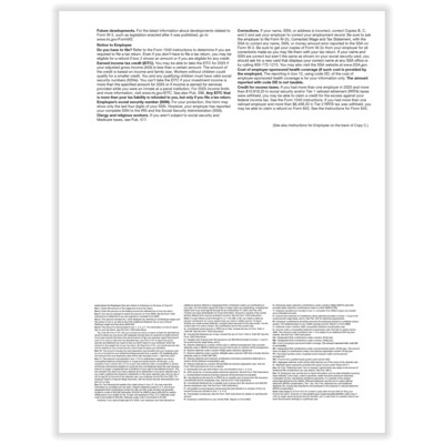 ComplyRight 2025 W-2 Tax Form, 1-Part, 3-Up, Employee Copy B, C, and 2, 50/Pack (521050)