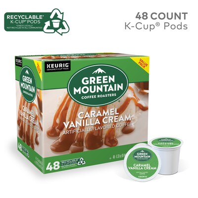 Green Mountain Caramel Vanilla Cream Coffee Keurig® K-Cup® Pods, Light Roast, 48/Box (350072)