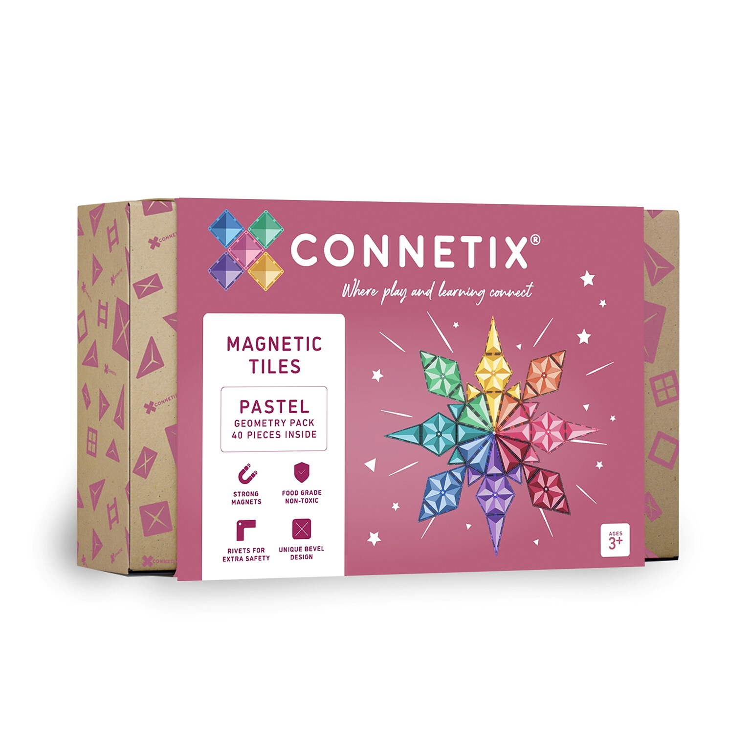 Connetix Magnetic Tiles Pastel Geometry Pack, 40 Pieces (CNTP00040GE)