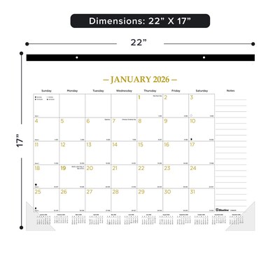 2026 Blueline Classic Gold 22 x 17 Monthly Desk Pad Calendar, Classic Gold (C199003)