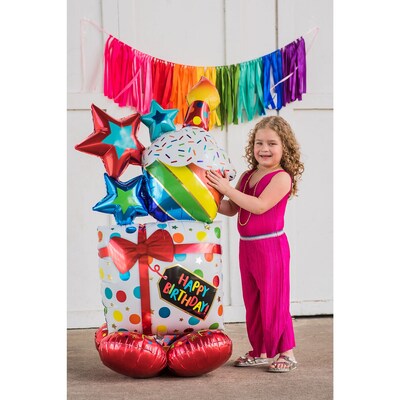Party City (Air-Filled) Stacked Birthday Icons 55 Foil Balloon (AMUS4245031-NS)