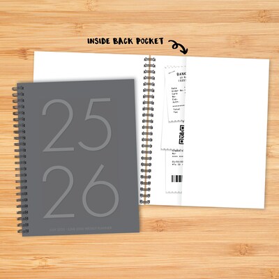 2025-2026 Willow Creek 6.5" x 8.5" Academic Year Weekly & Monthly Planner, Classic Gray (56776)
