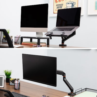 Mind Reader Adjustable Gas Spring Laptop Desk Mount, Fits 11.6 - 17.3" Laptops or Monitors, Black, (GARLAP-BLK)