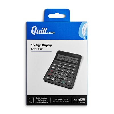 Quill Brand® 10 -Digit Battery/Solar Powered Basic Calculator, Black (SPL-240-QCC)
