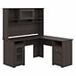 Bush Furniture Cabot 60"W L Shaped Computer Desk with Hutch and Storage, Heather Gray (CAB001HRG)