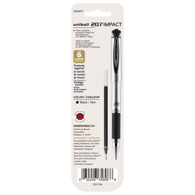 uni-ball Impact Gel-Ink Pen Refill, Bold Tip, Black Ink, 2/Pack (65808PP)