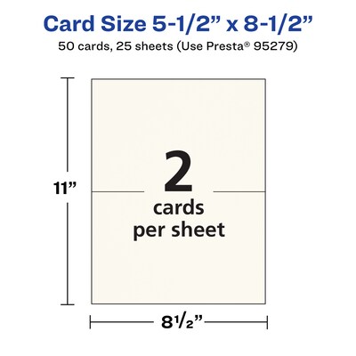 Avery Integrated Cards, 5.5" x 8.5", Matte Ivory, 50/Pack (95279)