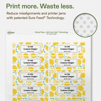Avery Hemp Rectangle Laser/Inkjet Multipurpose Labels, 1-1/4" x 3-3/4", Off-White (480/Box)