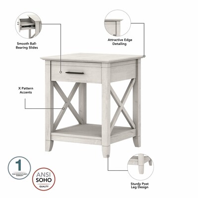 Bush Furniture Key West 47" x 24" Coffee Table with 2 End Tables, Linen White Oak (KWS023LW)
