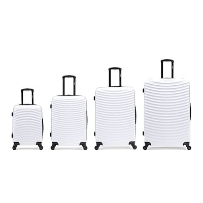 DUKAP Adly 4-Piece Hardside Spinner Luggage Set, TSA Checkpoint Friendly, White (DKADLSMLXL-WHI)