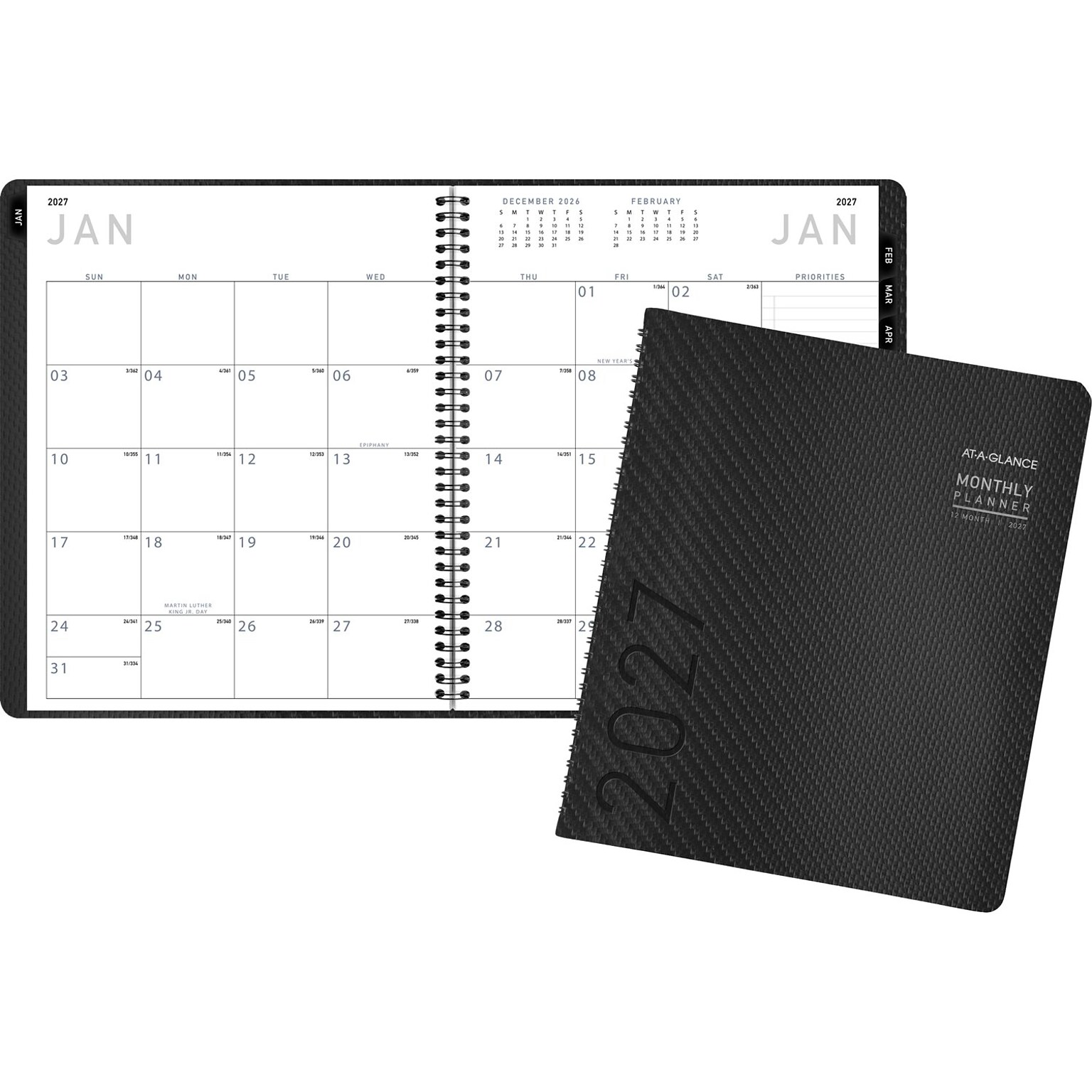 2027 AT-A-GLANCE Contemporary 9 x 11 Monthly Planner, Faux Leather Cover, Charcoal (70-260X-45-27)