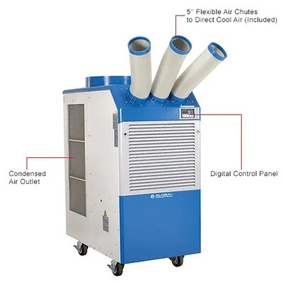 Global Industrial Portable Air Conditioner w/ Cold Air Nozzles, 5 Ton, 60,000 BTU, 230V (292846)