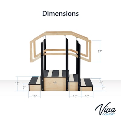 Viva Comfort Physical Therapy Non-slip Staircase with Safety Handles, 500 lbs. Capacity, Natural Wood (ADI906-01-MK)