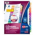 Avery Ready Index Numeric Paper Dividers, 12-Tab, Multicolor, 6/Pack (11196)