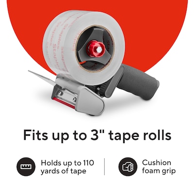 Staples Comfort Grip 3 Packing Tape Dispenser, Gray (ST56467)