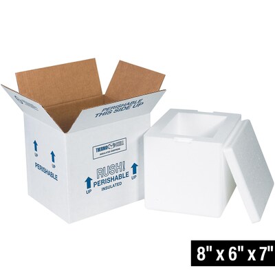 8 x 6 x 7 Insulated Shipper Box, White (207C)