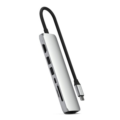 Satechi 7-in-1 USB-C Slim Multiport Adapter with Ethernet, Silver (ST-P7SS)