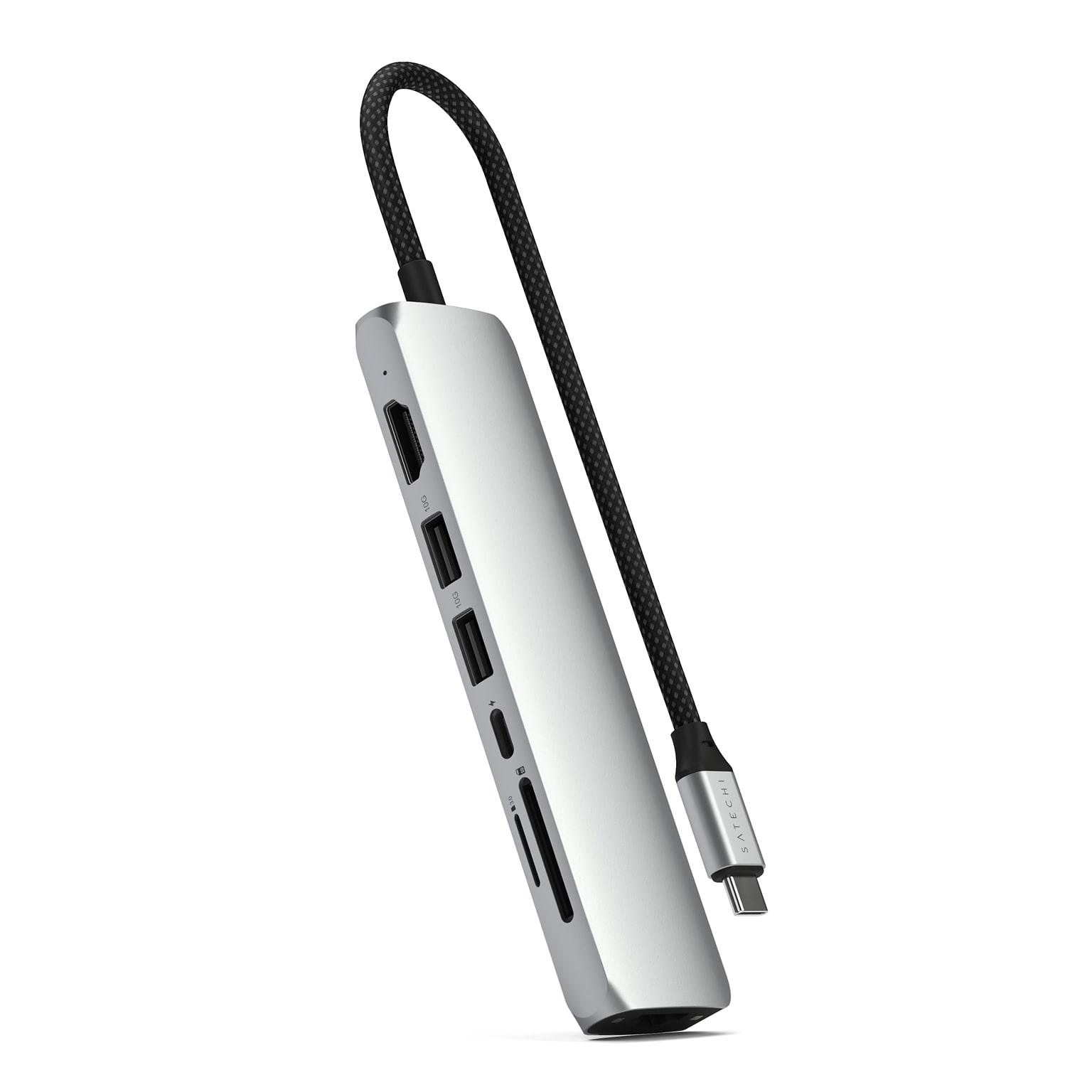 Satechi 7-in-1 USB-C Slim Multiport Adapter with Ethernet, Silver (ST-P7SS)
