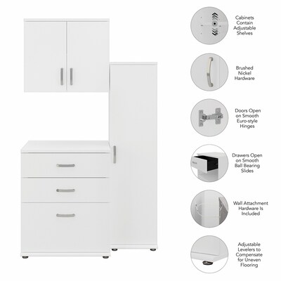 Bush Business Furniture Universal 62"W 3-Piece Modular Storage Set with 5 Shelves, White (UNS005WH)