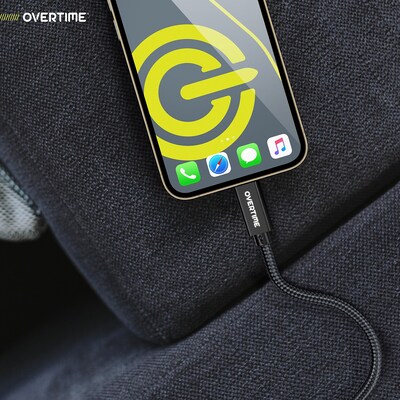 Overtime C82 100W Fast Charging 6 ft Braided USB-C to USB-C Cable, Black (OCC82BK)