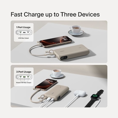 Belkin BoostCharge Power Bank, 20K, Sand (BPB028FQSD)