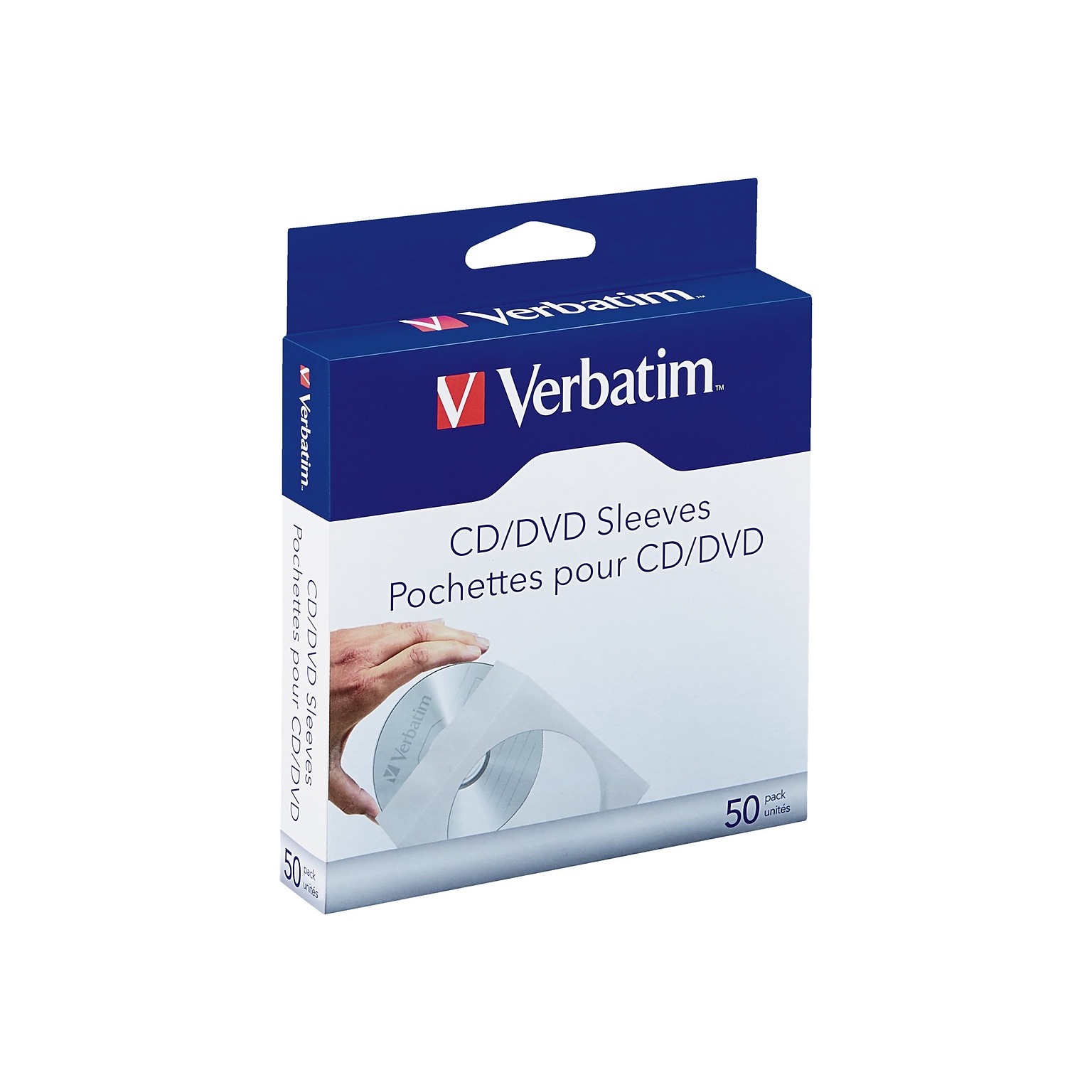 Verbatim Sleeve for CD/DVD, White, 50/Box  (70126)