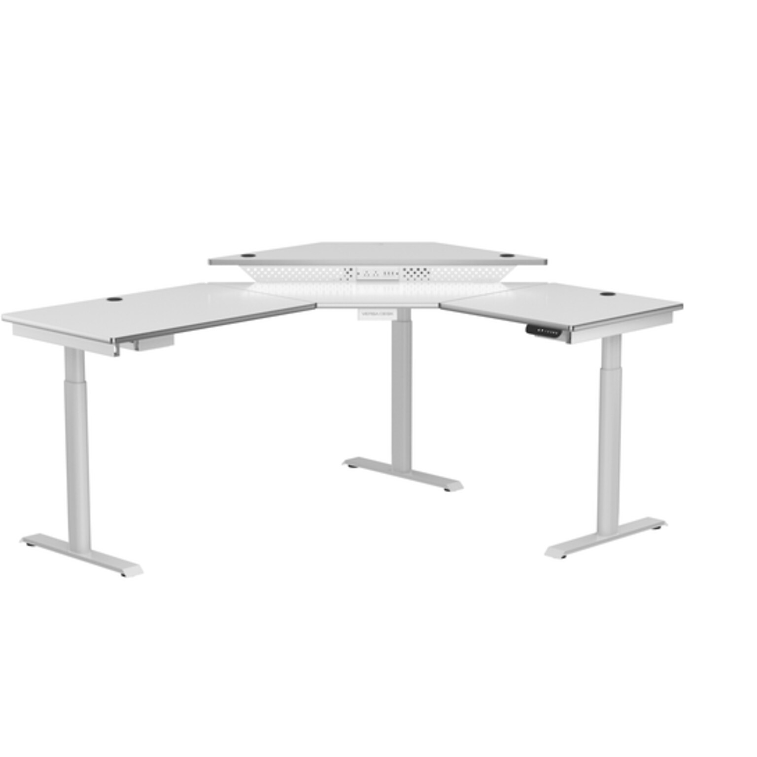 VersaDesk PowerLift 60W Electric Corner Adjustable Standing Desk, White (PLCSD7260-WW-APP)