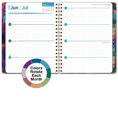 2026-2027 Excello Brands 8.5" x 11" Academic Weekly & Monthly Planner, Paperboard Cover, Pastel Peacock (FSHN-AY26-8511-61)
