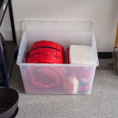 Iris 132 Qt. Latch Lid Storage Box, Clear (100251)
