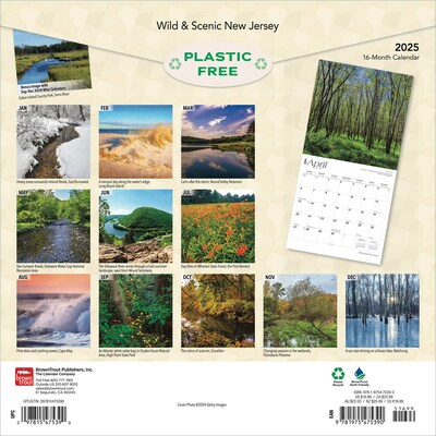 2025 BrownTrout New Jersey Wild & Scenic 12 x 12 Monthly Square Wall Calendar (9781975475390)