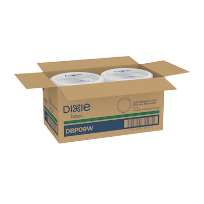 Dixie Basic 8.5" Paper Plates, White, 125/Pack (DIX-DBP09W)
