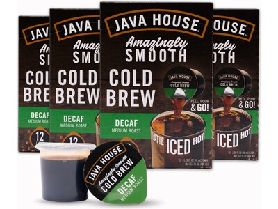 Java House Decaf Cold Brew Coffee Pods, Medium Roast, 12/Carton (FCC09351)